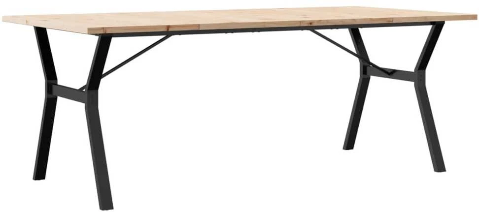 Valgomojo stalas, 200x100x75,5cm, pušis ir plieno, Y formos