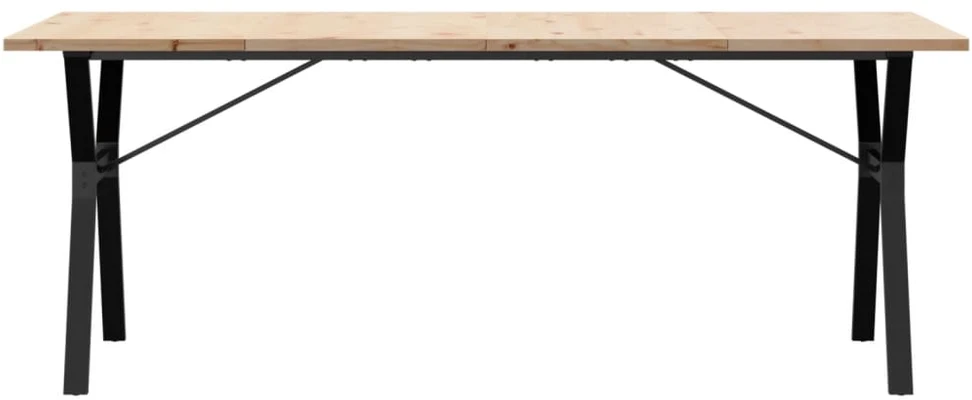 Valgomojo stalas, 200x100x75,5cm, pušis ir plieno, Y formos