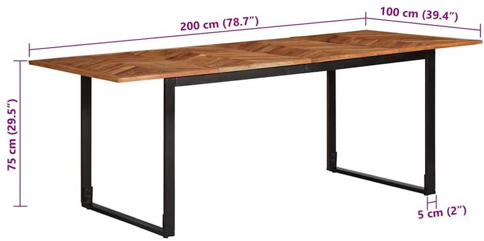 Valgomojo stalas, 200x100x75cm, akacijos medienos masyvas