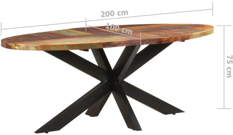 Valgomojo stalas, 200x100x75cm, perdirbtos medienos masyvas