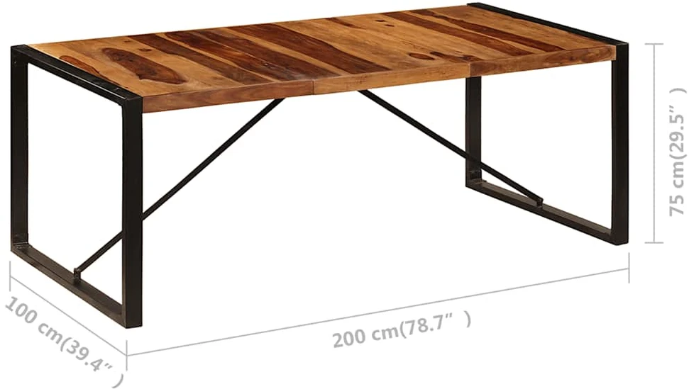 Valgomojo stalas, 200x100x75cm, rausv. dalb. medienos masyvas