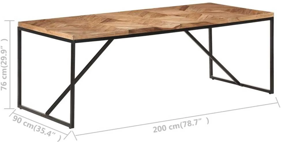 Valgomojo stalas, 200x90x76cm, akacija ir mango mediena