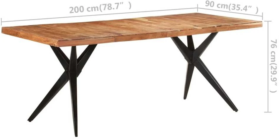 Valgomojo stalas, 200x90x76cm, akacijos medienos masyvas