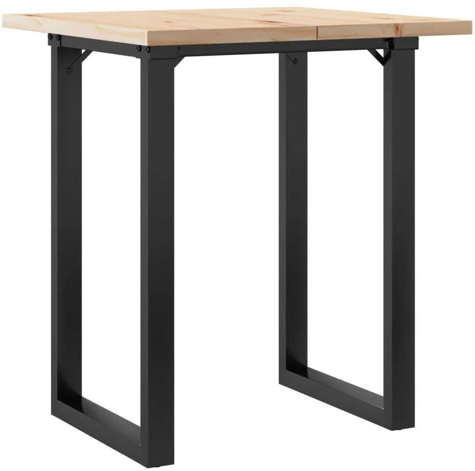 Valgomojo stalas, 70x70x75,5cm, pušis ir plieno, O- formos rėmas