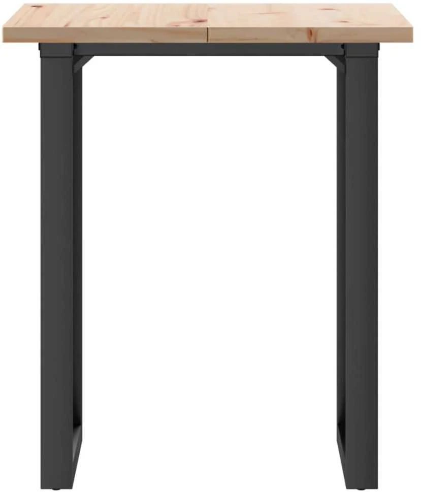 Valgomojo stalas, 70x70x75,5cm, pušis ir plieno, O- formos rėmas