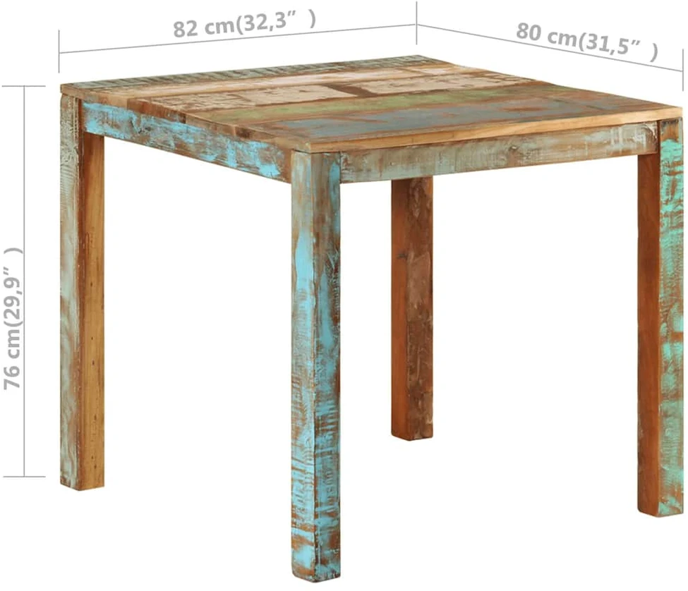 Valgomojo stalas, 82x80x76cm, perdirbtos medienos masyvas