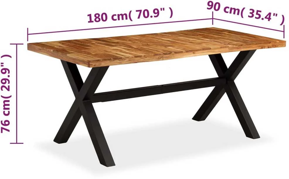 Valgomojo stalas, akacijos ir mango mediena, 180x90x76cm