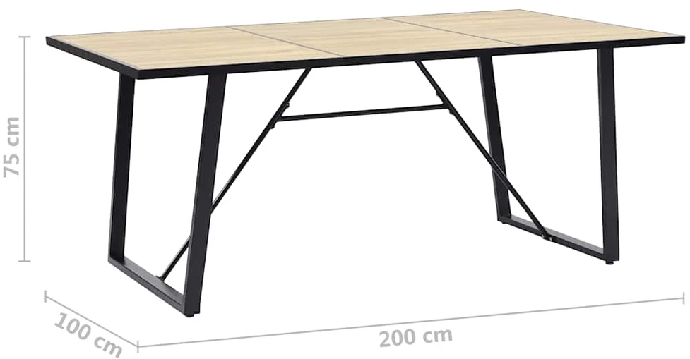 Valgomojo stalas, ąžuolo spalvos, 200x100x75cm, MDF