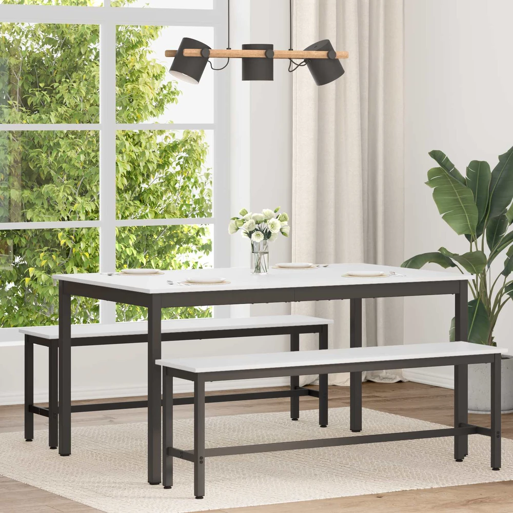 Valgomojo stalas Balta 150 x 90 x 75 cm Kietos pušies mediena