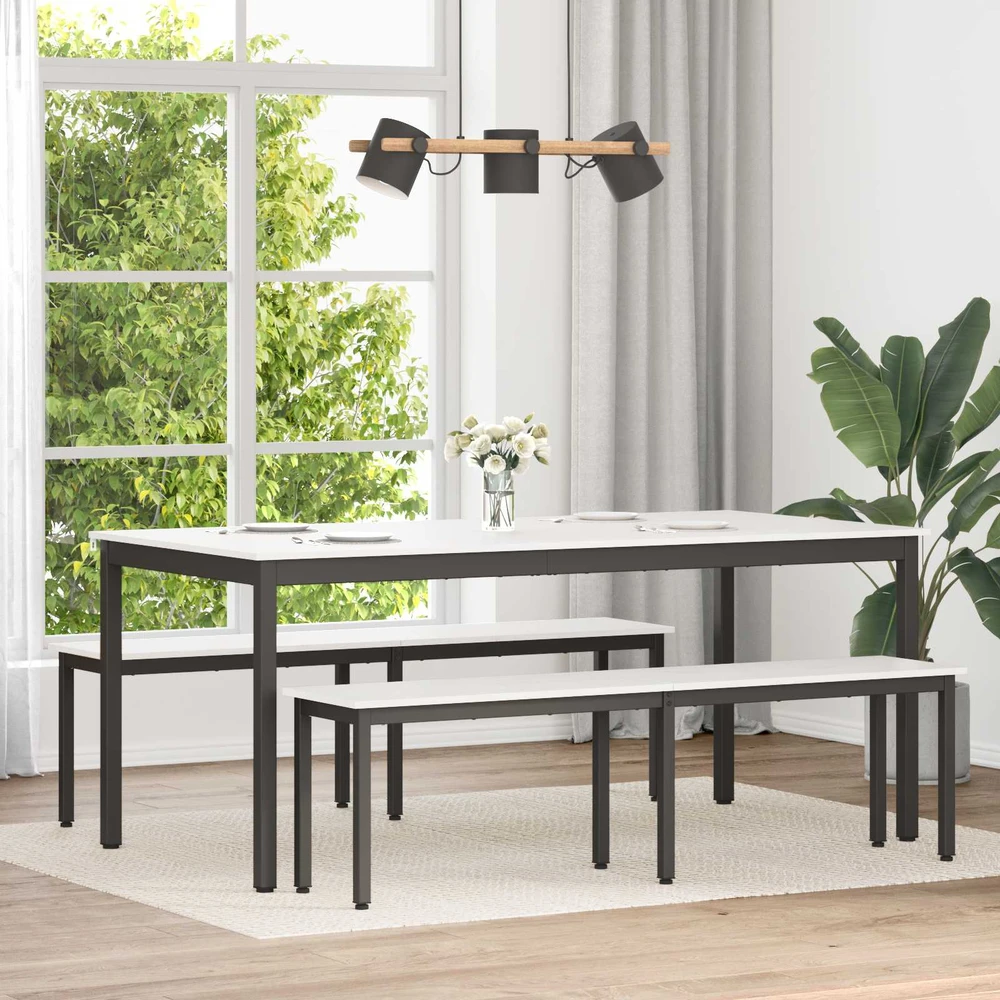 Valgomojo stalas Balta 180 x 90 x 75 cm Kietos pušies mediena