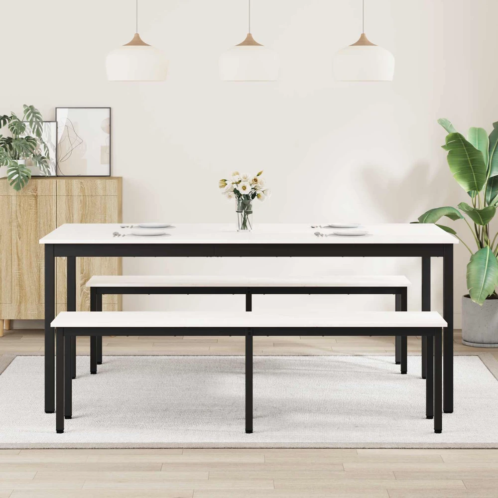 Valgomojo stalas Balta 180 x 90 x 75 cm Kietos pušies mediena