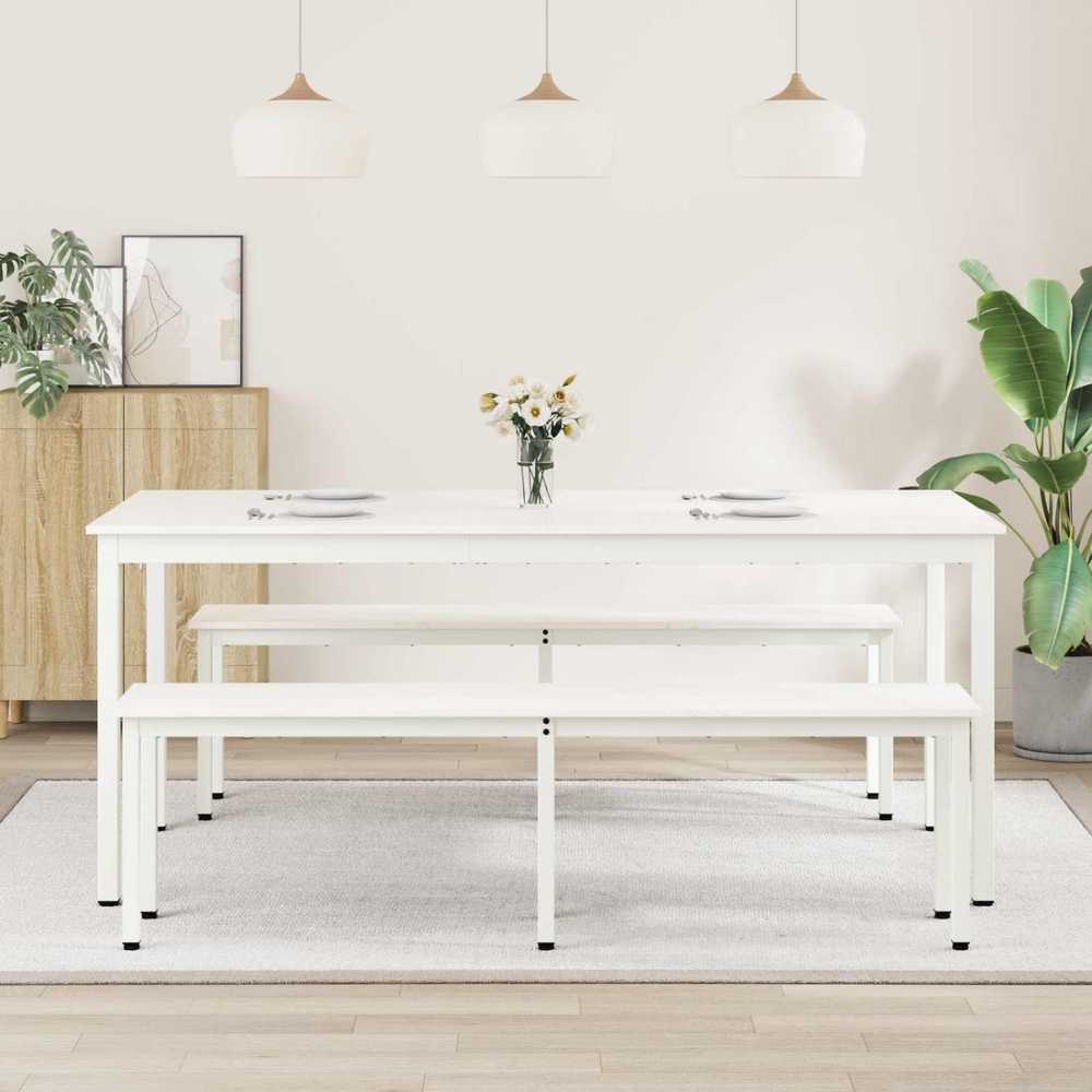Valgomojo stalas Balta 180 x 90 x 75 cm Kietos pušies mediena