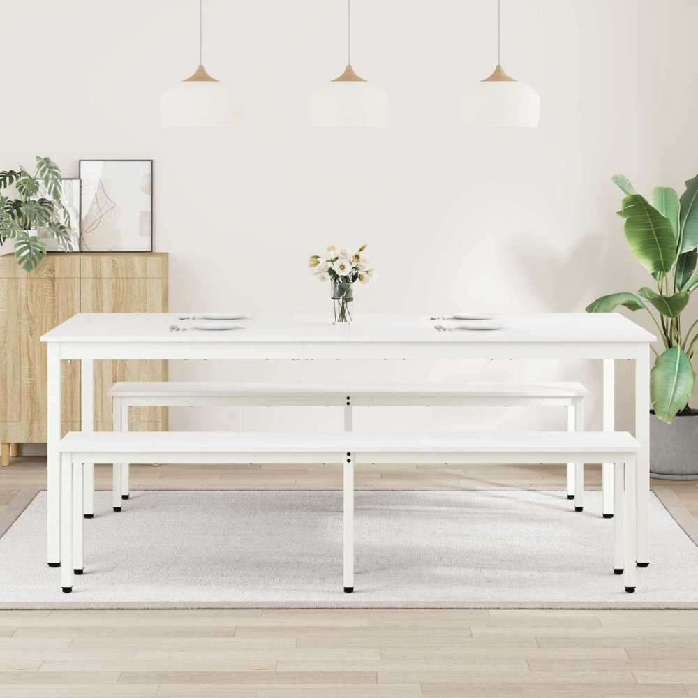 Valgomojo stalas Balta 200 x 100 x 75 cm Kietos pušies mediena