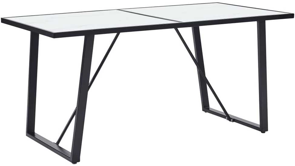 Valgomojo stalas, baltas, 160x80x75cm, grūdintas stiklas