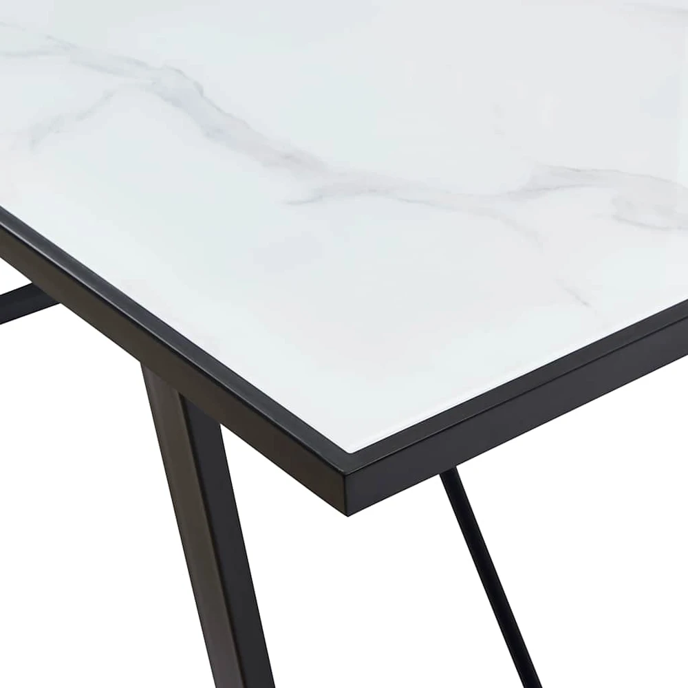 Valgomojo stalas, baltas, 160x80x75cm, grūdintas stiklas