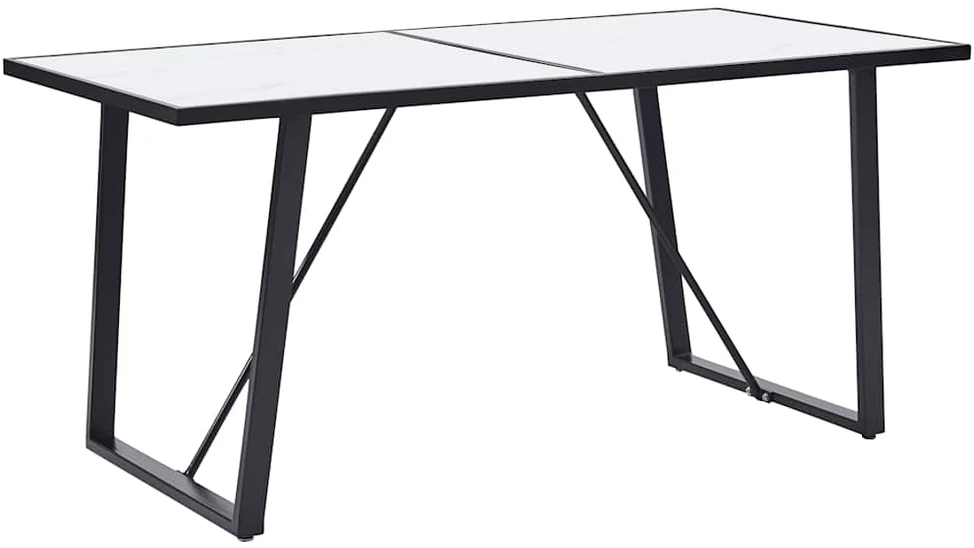 Valgomojo stalas, baltas, 160x80x75cm, grūdintas stiklas