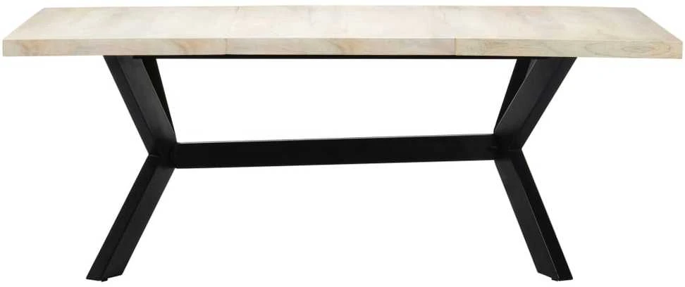 Valgomojo stalas, baltas, 200x100x75 cm, mango med. masyvas