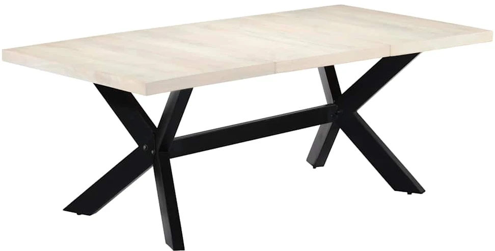 Valgomojo stalas, baltas, 200x100x75 cm, mango med. masyvas