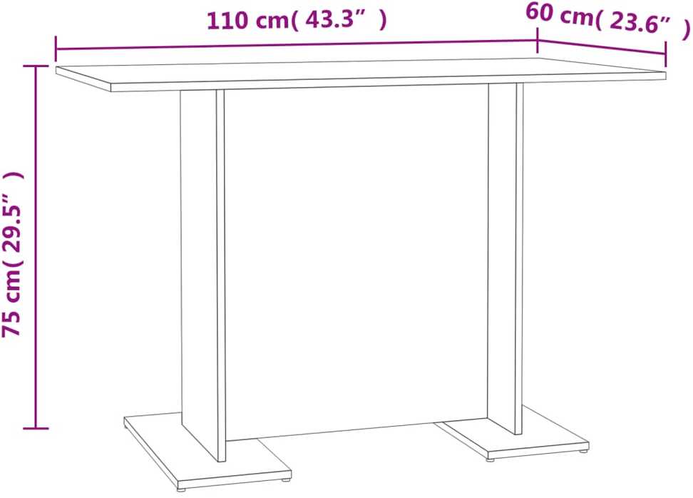Valgomojo stalas, baltos ir sonoma ąžuolo sp., 110x60x75cm, MDP