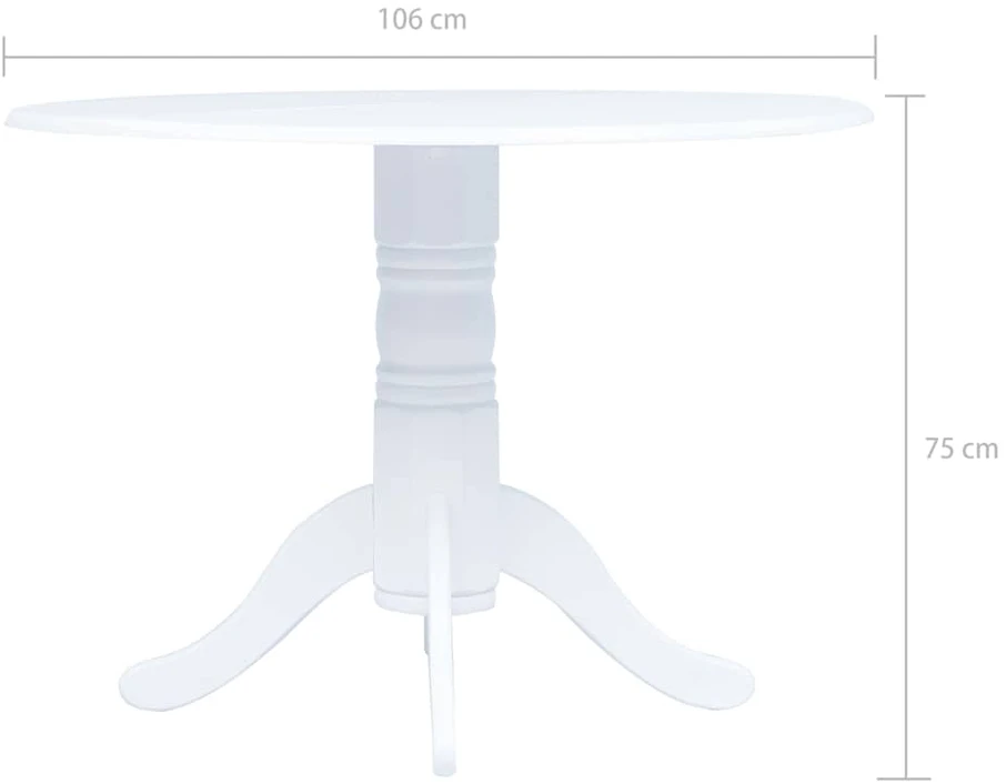 Valgomojo stalas, baltos sp., 106cm, kaučiukmedžio med. masyvas