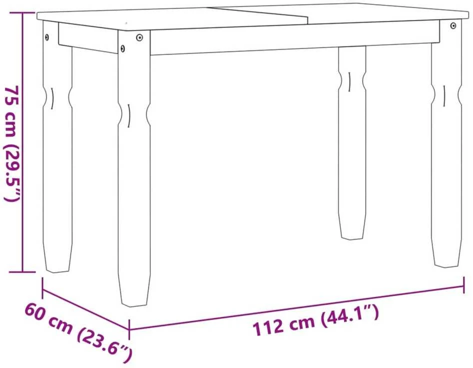 Valgomojo stalas Corona, baltas, 112x60x75cm, pušies masyvas