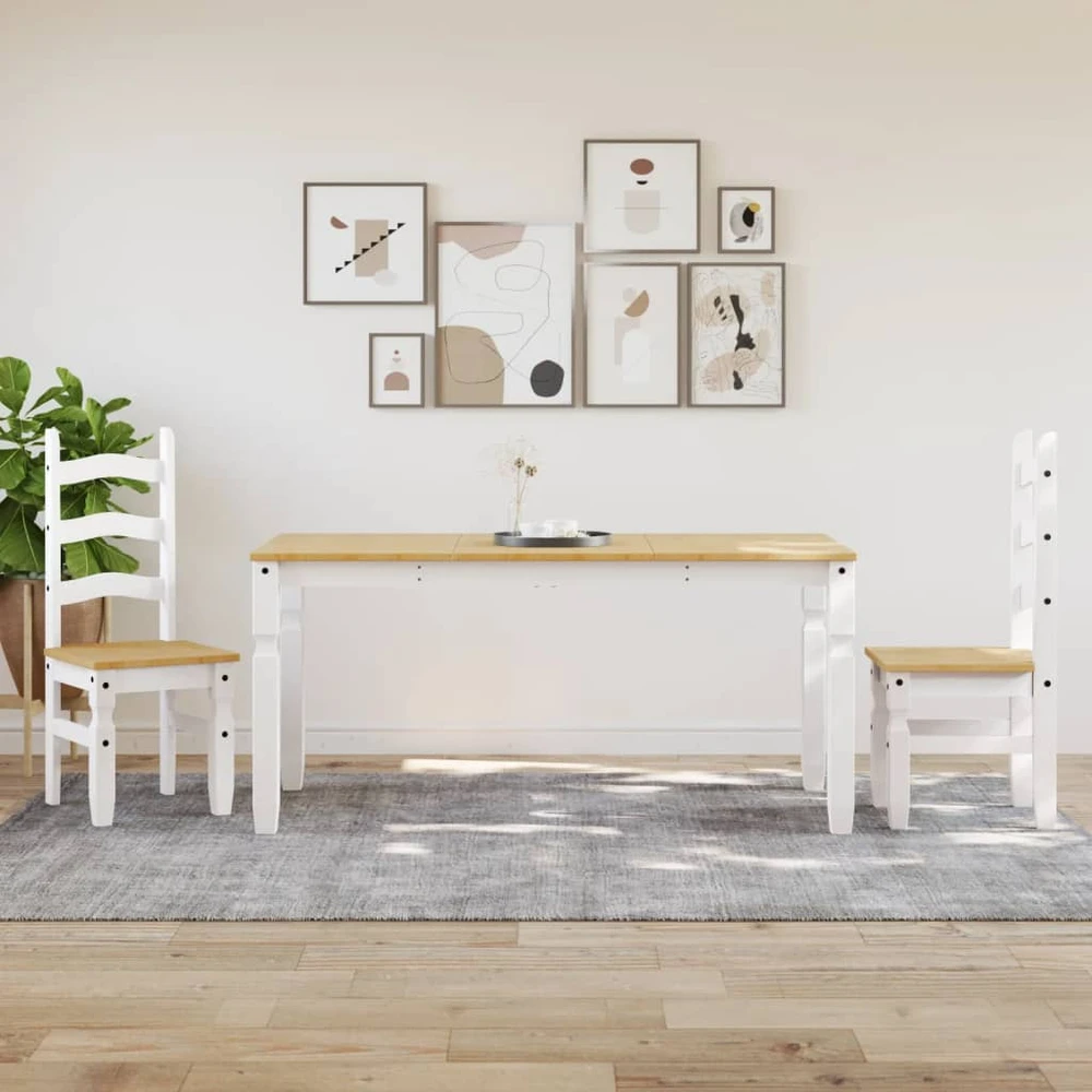 Valgomojo stalas Corona, baltas, 160x80x75cm, pušies masyvas
