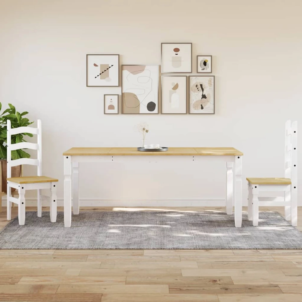 Valgomojo stalas Corona, baltas, 180x90x75cm, pušies masyvas