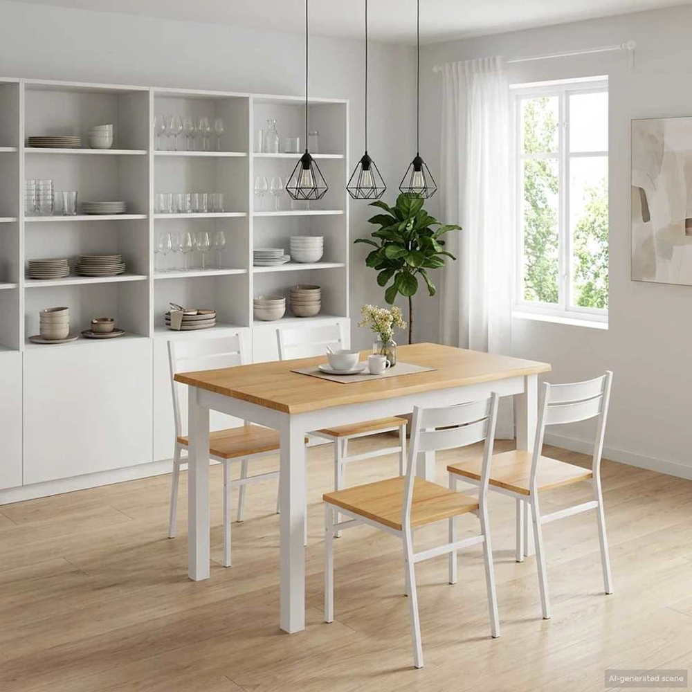 VidaXL Valgomojo stalas EKAI Balta 112 x 70 x 76,5 cm