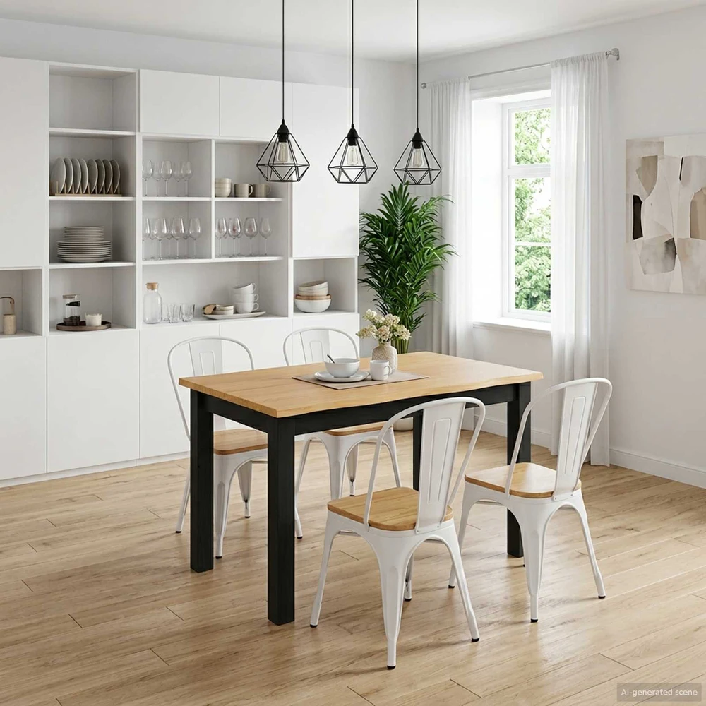 VidaXL Valgomojo stalas EKAI Juoda 112 x 70 x 76,5 cm