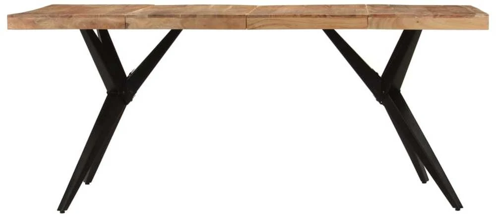 Valgomojo stalas, juodas, 180x90x77cm, akacijos masyvas