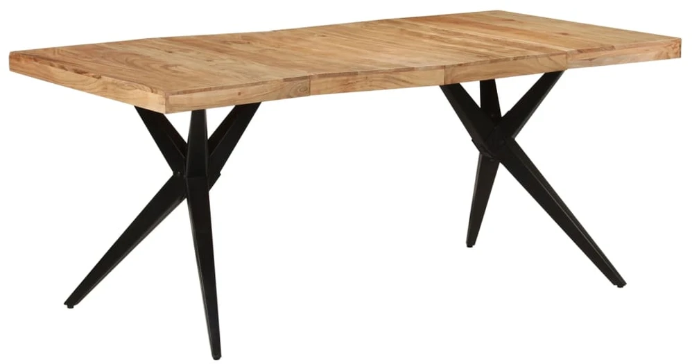Valgomojo stalas, juodas, 180x90x77cm, akacijos masyvas
