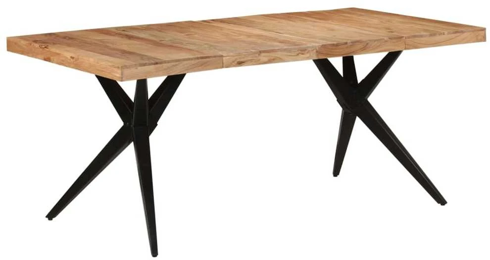 Valgomojo stalas, juodas, 180x90x77cm, akacijos masyvas