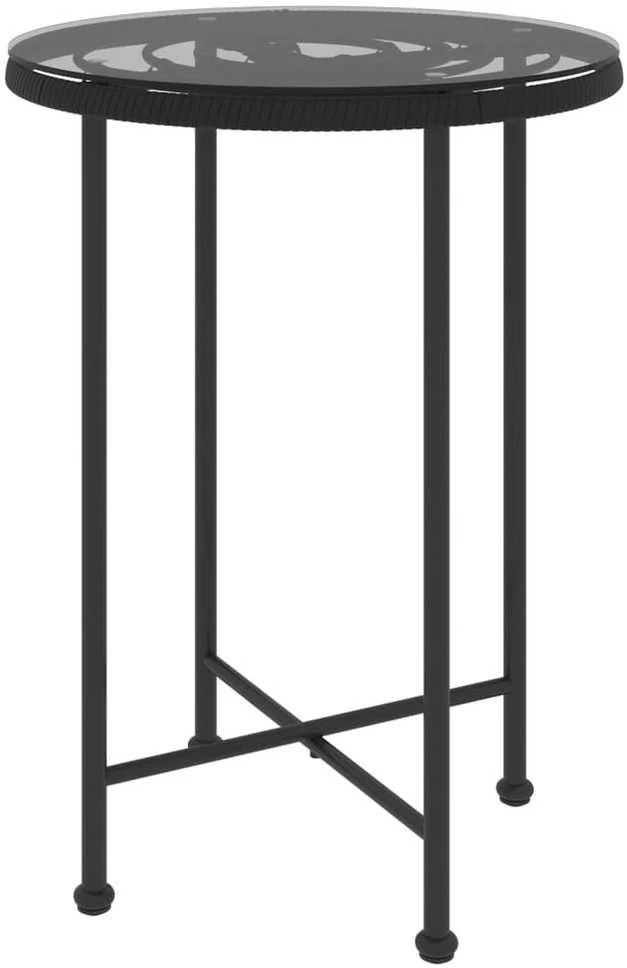 Valgomojo stalas, juodas, 55cm, grūdintas stiklas ir plienas