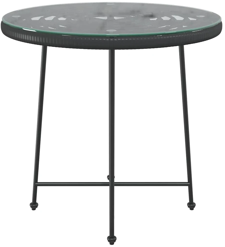 Valgomojo stalas, juodas, 80cm, grūdintas stiklas ir plienas