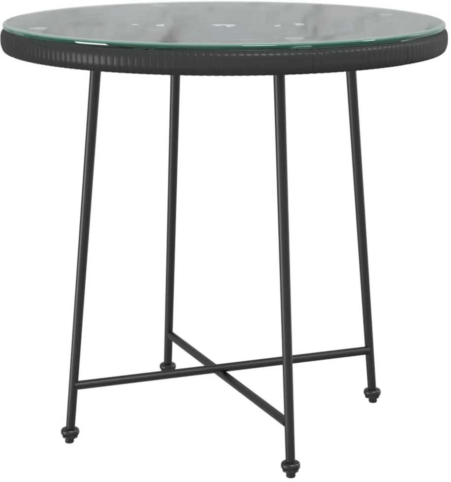 Valgomojo stalas, juodas, 80cm, grūdintas stiklas ir plienas