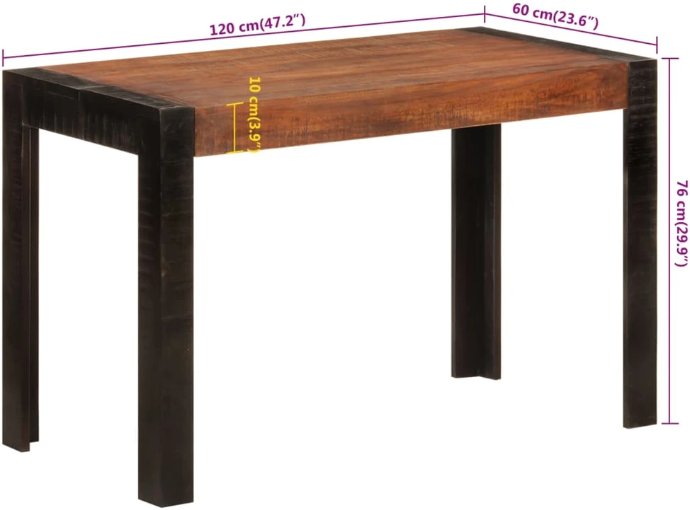 Valgomojo stalas, medaus rudas, 120x60x76cm, mango masyvas