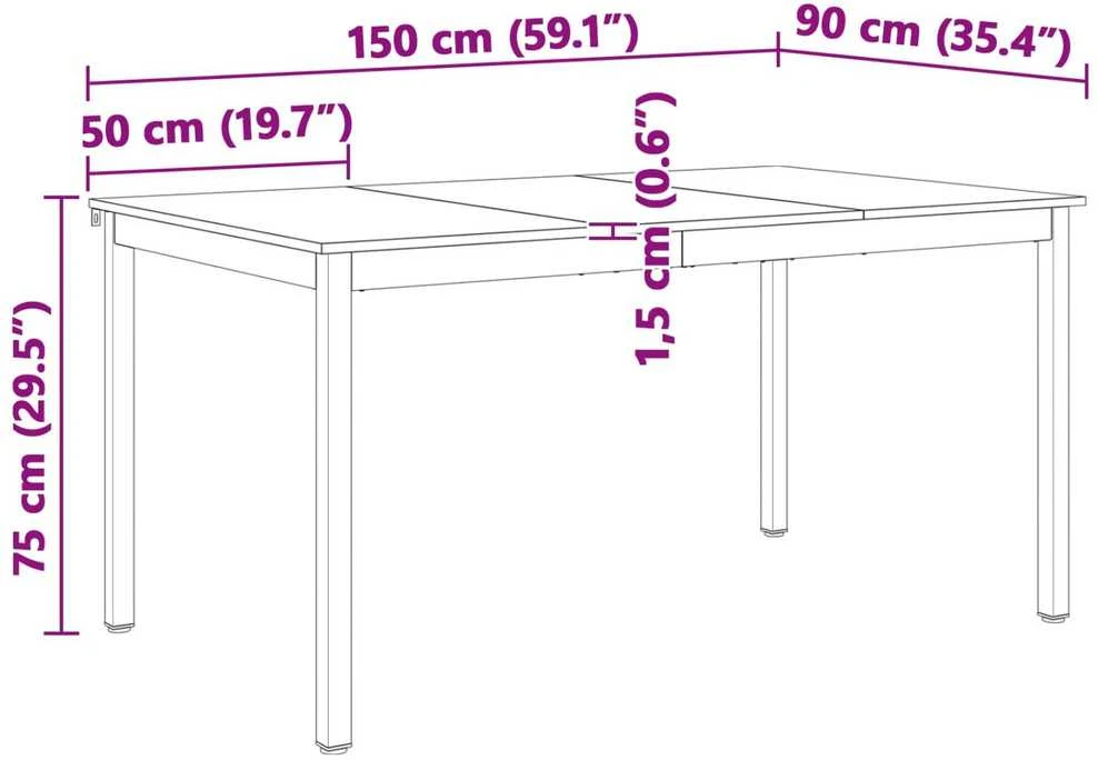 Valgomojo stalas Natūrali 150 x 90 x 75 cm