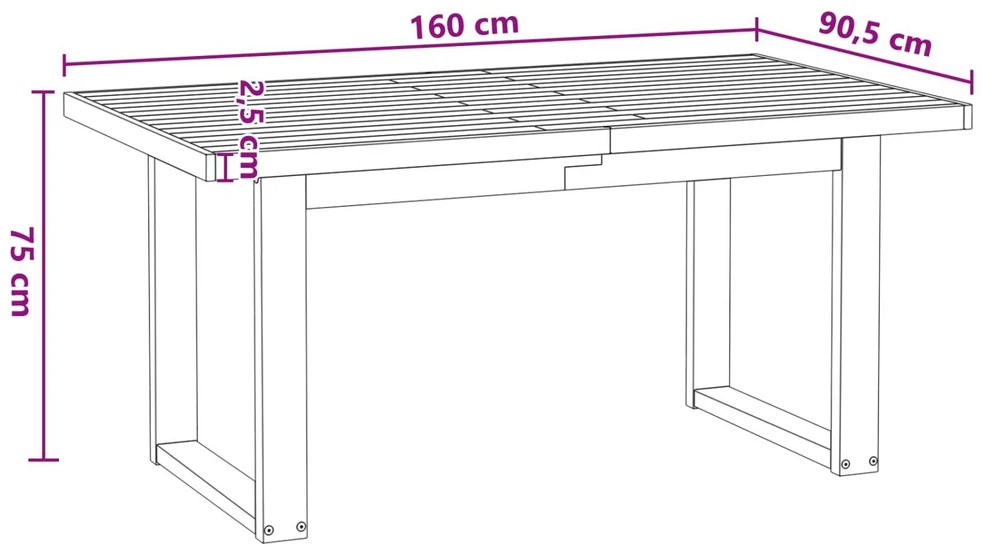 Valgomojo stalas NOAIN 160 cm Pušies medienos masyvas Juoda