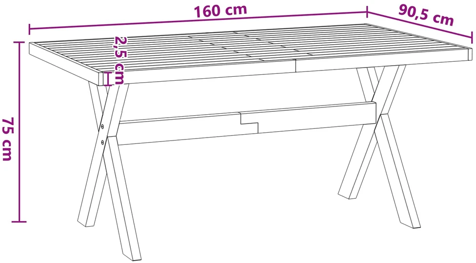 Valgomojo stalas NOAIN 160 cm Pušies medienos masyvas Juoda