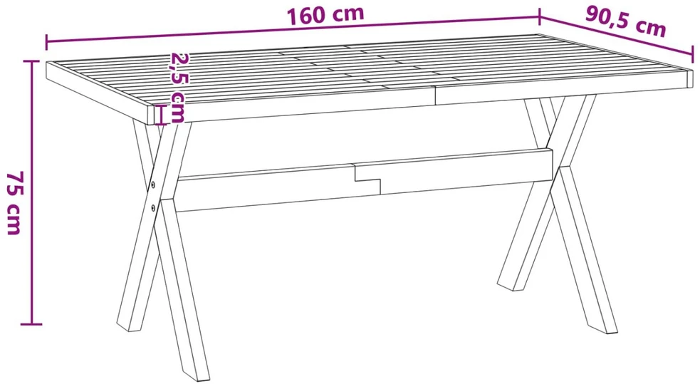 Valgomojo stalas NOAIN 160 cm Pušies medienos masyvas Juoda