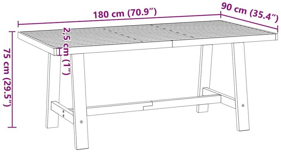 valgomojo stalas NOAIN A formos kojelės 180x90x75 cm