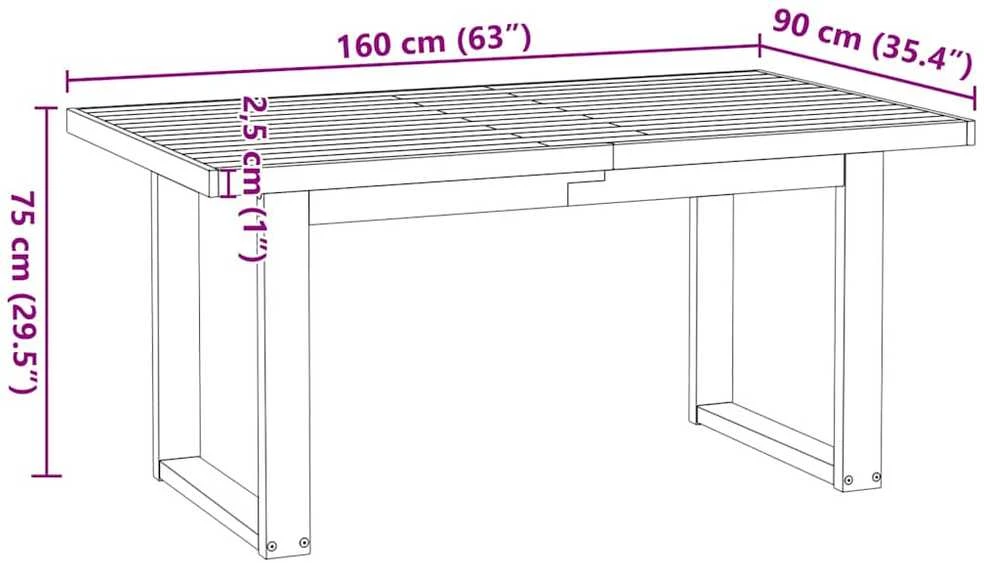 valgomojo stalas NOAIN U formos kojos 160x90x75 cm