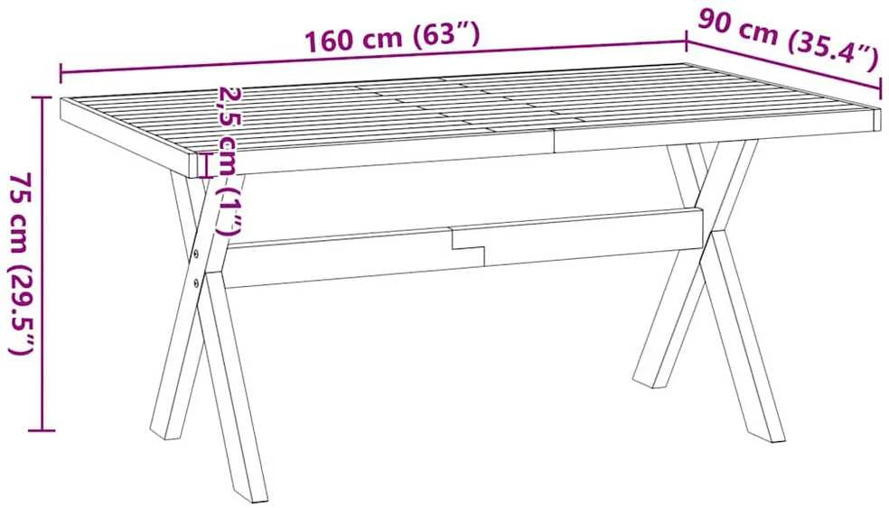 valgomojo stalas NOAIN X formos kojos 160x90x75 cm