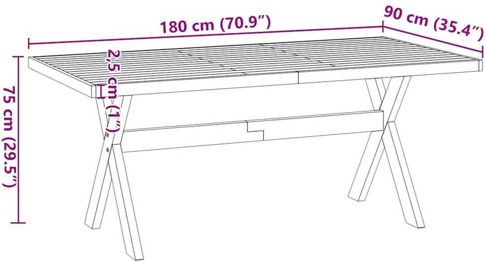 Valgomojo stalas NOAIN X formos kojos 180x90x75 cm