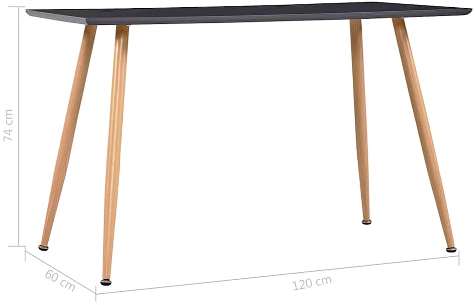 Valgomojo stalas, pilkos ir ąžuolo spalvos, 120x60x74cm, MDF