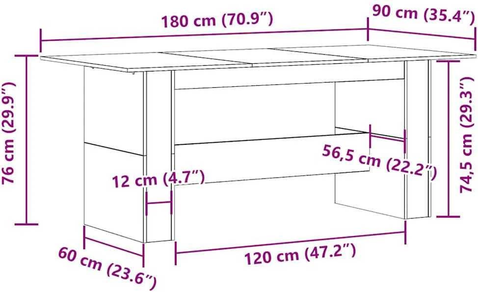Valgomojo stalas Senas medis 180x90x76 cm Inžinierinė mediena