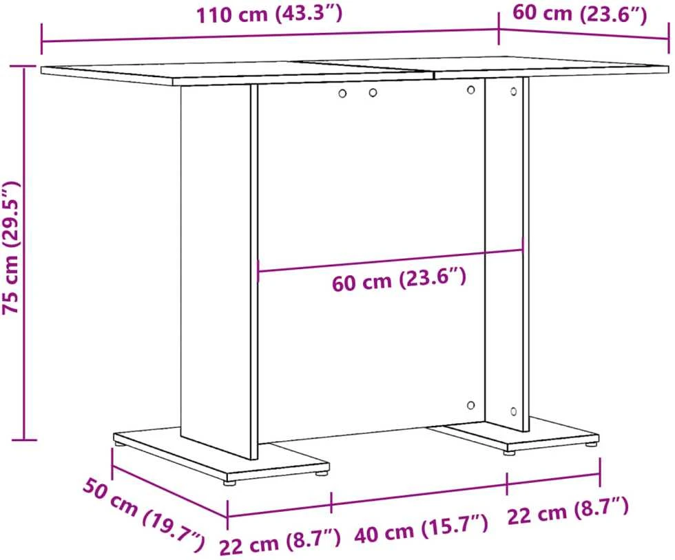 Valgomojo stalas, sendintos medienos, 110x60x75 cm, MDP