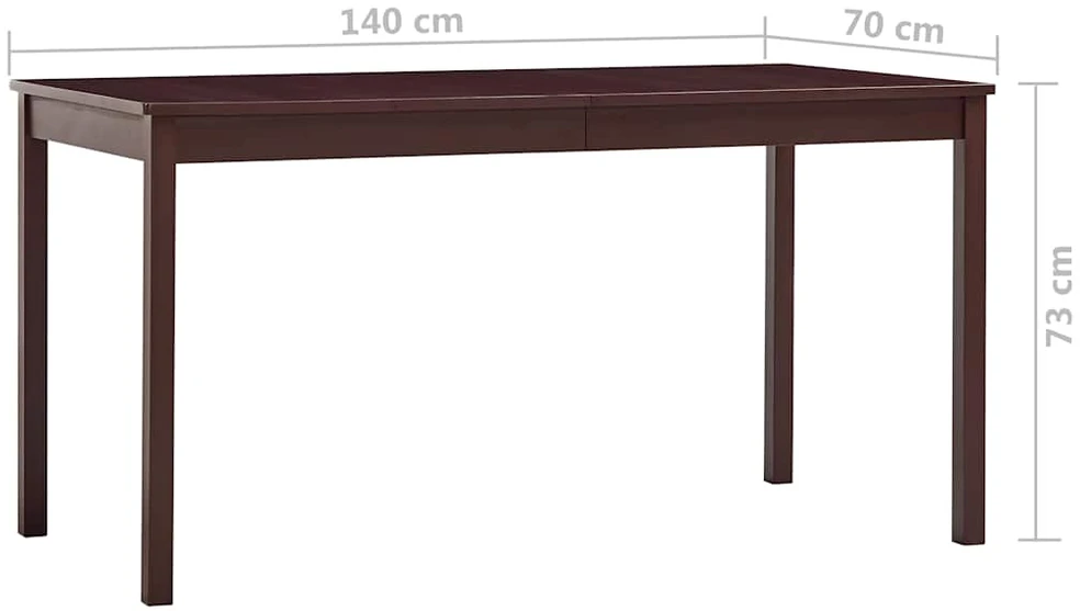 Valgomojo stalas, tams. rud. sp., 140x70x73cm, puš. med. mas.