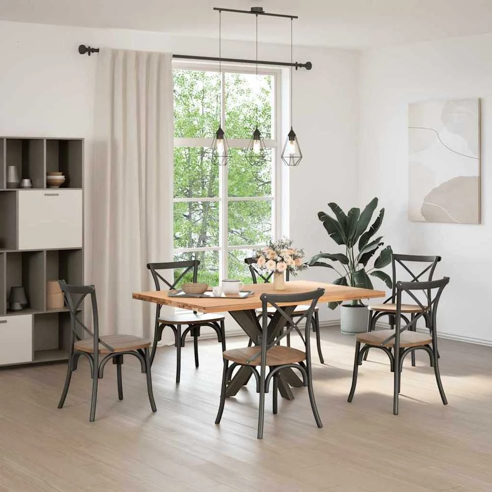 Valgomojo stalo koja, voro formos, juoda, 85x85x(72-73) cm, plienas