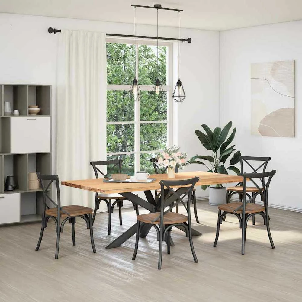 Valgomojo stalo koja, voro formos, antracito spalvos, 150x78x(72-73) cm, plienas